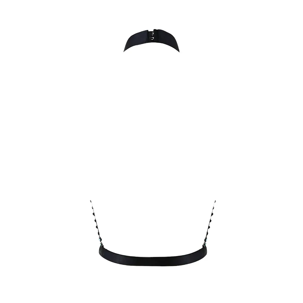 Sexy Backless Women's Halter Tank Tops Colorful Crystals Zircons Plated Breast Accessories Camisole Mesh Top Beach Night Club