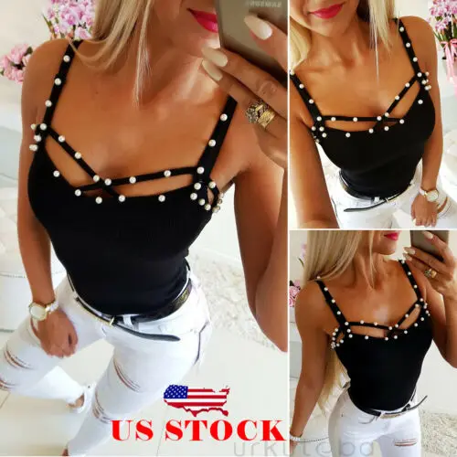 Женский жилет с бусинами Повседневная Блузка без рукавов на лето|Топы| |