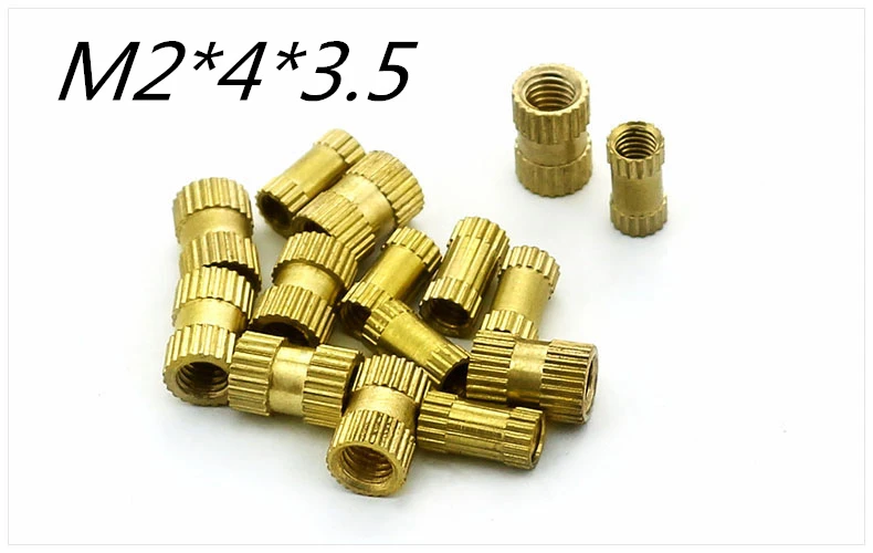 Высокое качество 200 шт./лот Латунная гайка с накаткой M2 * 4 мм (L) 3 5 (OD) Метрические