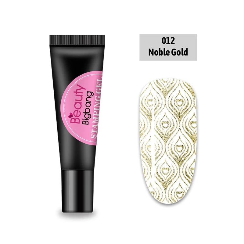 12A Гель для штамповки Beautybigbang, 8 мл, черный, белый цвет, для пластины для штамповки ногтей, УФ-Гель-лак, отмачиваемый, лак для печати, масло - Цвет: 12A