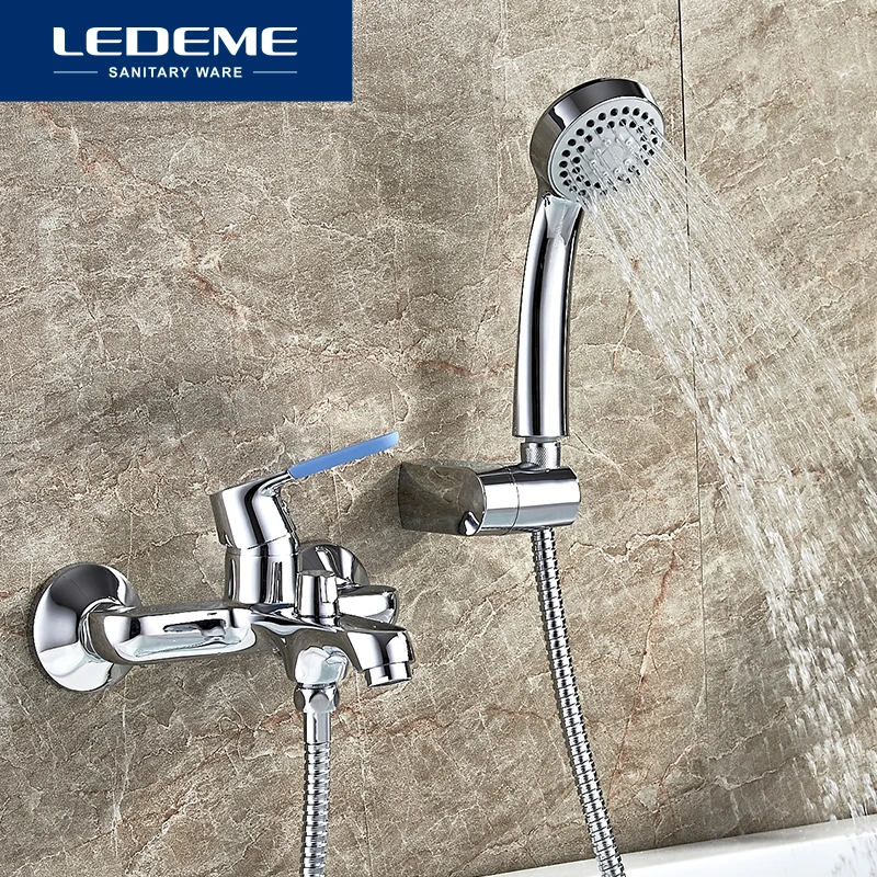 LEDEME Смеситель для ванны с коротким изливом. латунь Цвет: хром 7 цв. ручек L3253|chrome