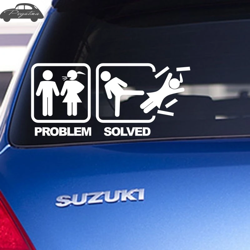 Проблема решена Веселая наклейка на авто окно виниловая Забавный постер