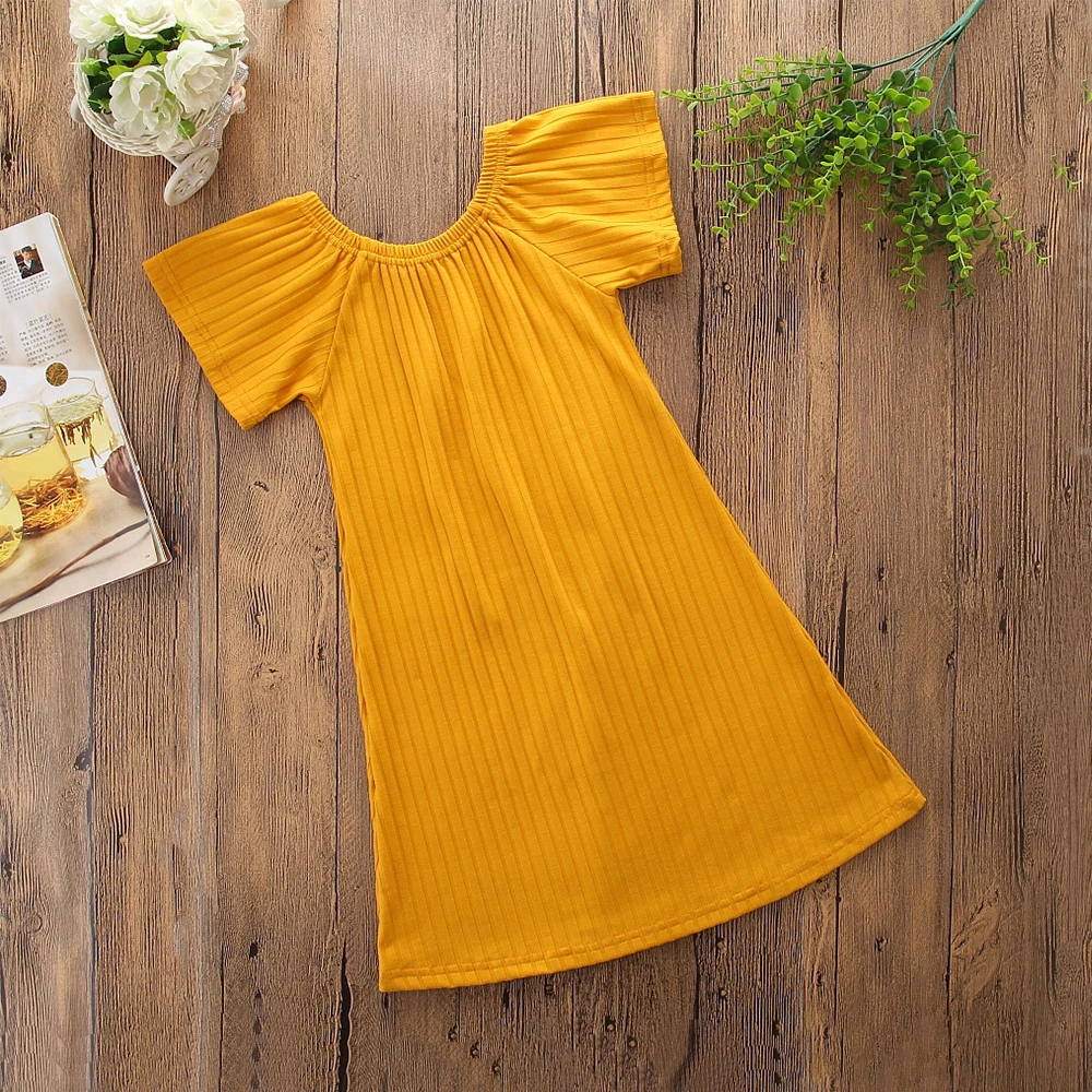 chifuna 2019 New Arrival Girls Long Dress Cold Shoulder Yellow Toddler Children Clothing Holiday Style Kids For Girl | Детская одежда и