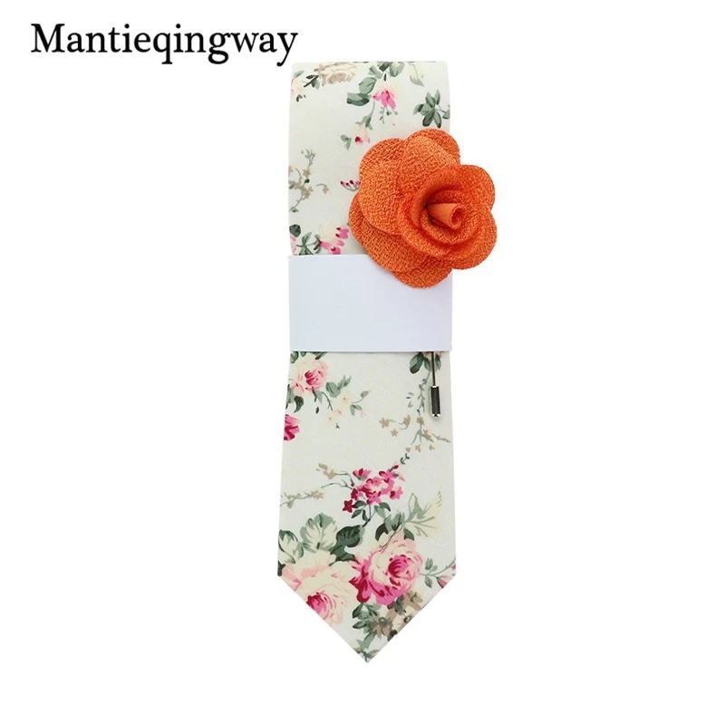 014 Мужские хлопковые Галстуки Mantieqingway, 19 цветов, с цветочным принтом, тонкий галстук Gravatas Corbatas, Модный свадебный деловой галстук, галстуки - Цвет: 014