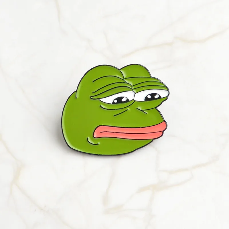 sad Лягушка Pepe Sad Think Drink Fun Animal джинсовые броши для одежды для женщин эмалированные значки на заказ ювелирные изделия подарки для мужчин - Окраска металла: sad