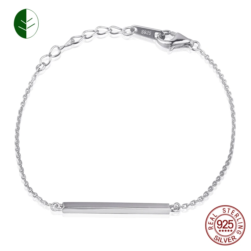 Модный браслет из стерлингового серебра 925 пробы блестящий минималистичный