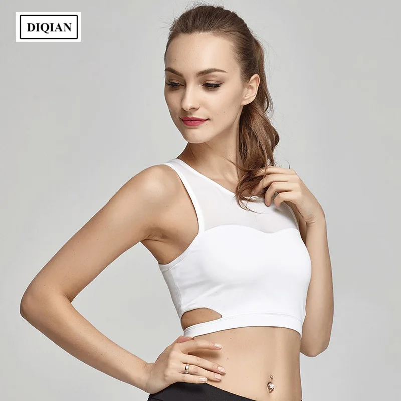 DIQINA New Arrival Antihunting Sports Bras Women Mesh Femme Running Splicing Yoga Fitness Famale Tank Top Plus Size XL | Спорт и