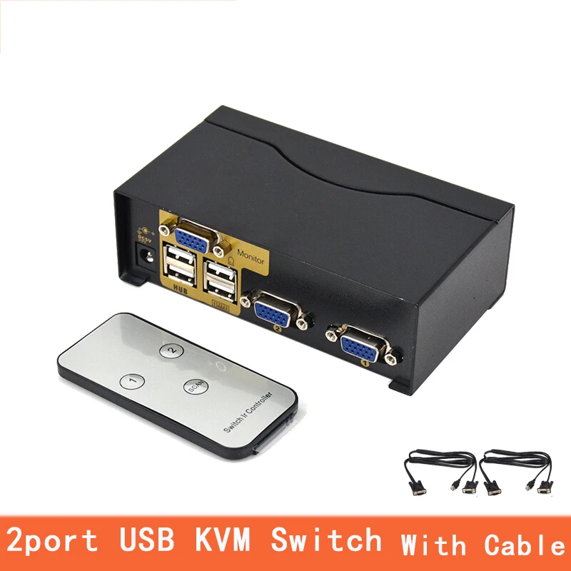 2 порта usb Kvm переключатель VGA сплиттер Schalter адаптер Drucker Verbinden Tastatur Maus 2 компьютера Verwenden 1 монитор с kabel