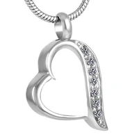 crystal inlay heart cremation urn necklace for human ash holder memorial jewelry stainless steel ashes keepsake pendant