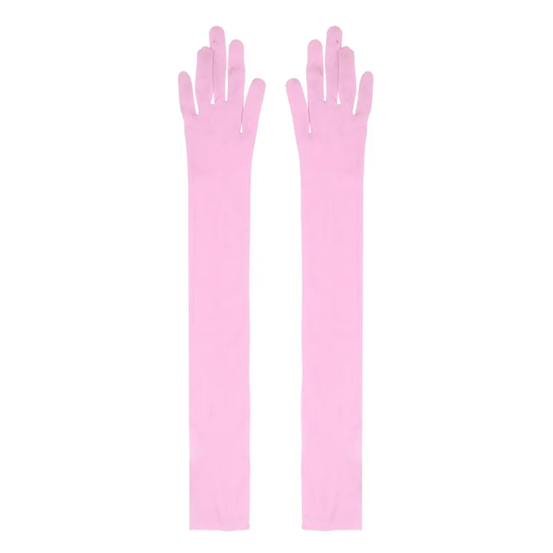 Pink 1 пара, женские сетчатые прозрачные перчатки из ткани типа органди, эластичные длинные перчатки, варежки для защиты от солнца, свадебные женские перчатки - Цвет: Pink