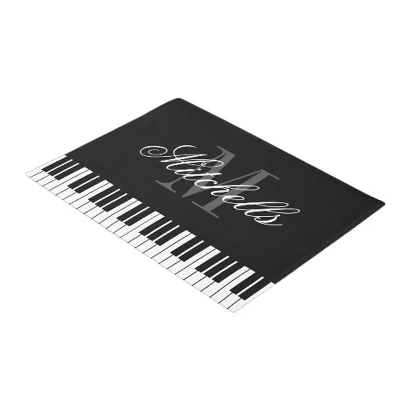 Черный и белый рояль Ключи монограмма дверной коврик для украшения дома