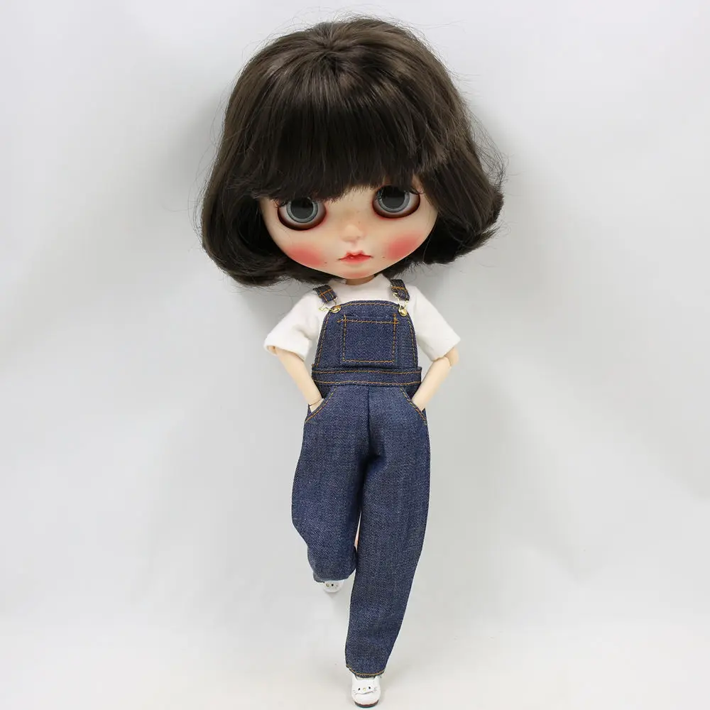 Одежда Blyth doll белая футболка черный комбинезон костюм для всего тела 1/6