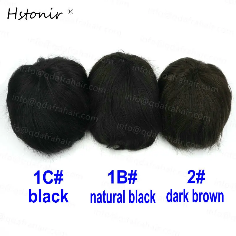 Hstonir настоящие индийские Волосы remy Для мужчин прямые накладки из искусственных