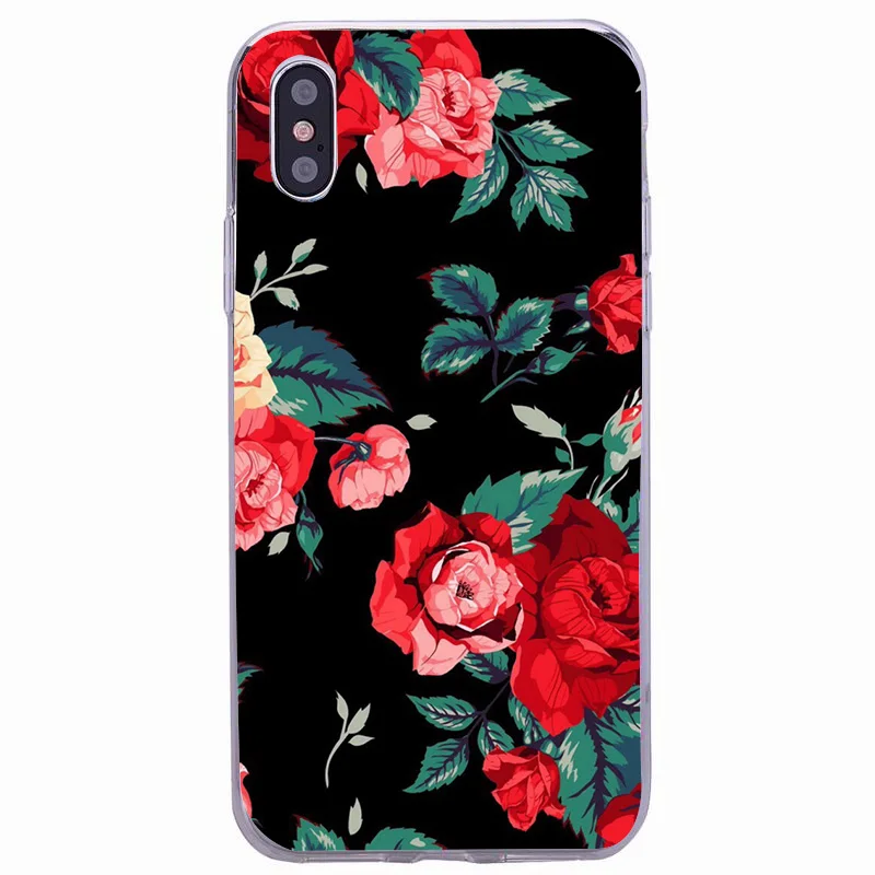 Цветочный чехол для iPhone X XR 5 5S SE 6 S 7 8 Plus Fundas TPU Coque мягкий чехол для iPhone 7plus 8 plus TPU чехол для iPhone Xs Max чехол