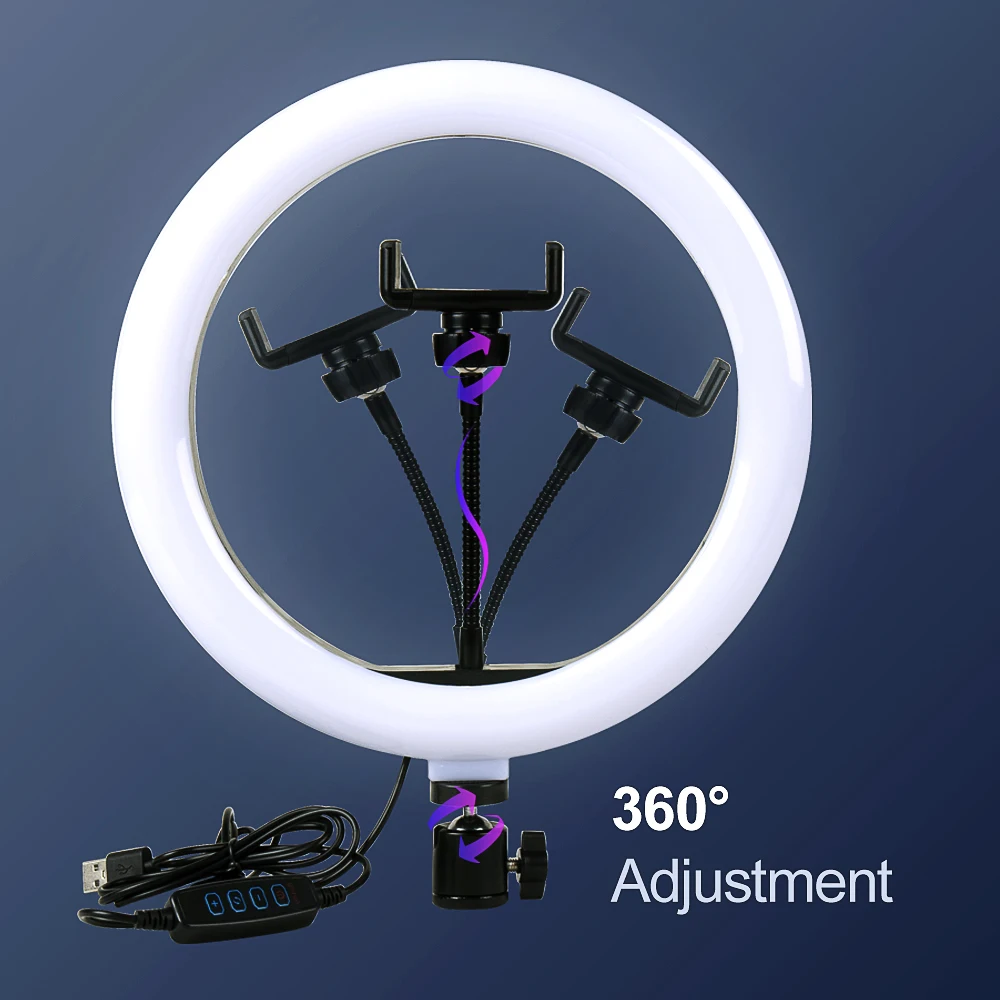 Светодиодный светильник с кольцом для селфи 10 дюймов видео живой макияж