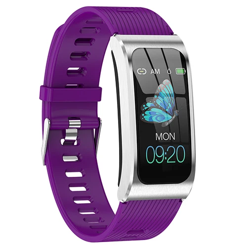 Silicone with purple Умный Браслет AK12 ips цветной экран Bluetooth фитнес-браслет для мужчин/женщин Сфигмоманометр монитор активности менструального цикла - Цвет: Silicone with purple