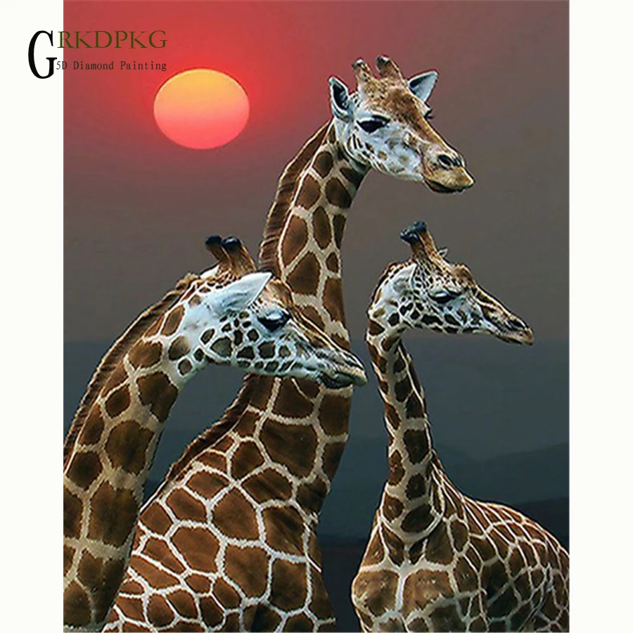 

Алмазная 5d картина GRKDPKJ с жирафом, полная выкладка, квадратная Алмазная вышивка, картины стразы, свадебное украшение