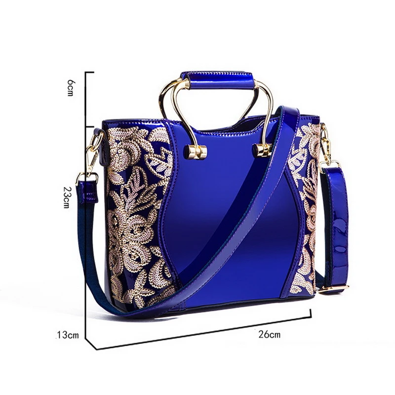 Mododiino Luxury Fashion Women Bag Embroidery Sequined Chain Patent Leather Famous Brand Shoulder Lady Messenger DNV0678 |