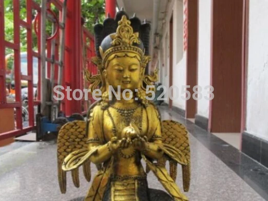 23 &quotтибетская бронзовая позолоченная морская змея Нага канья Кван-Инь богиня