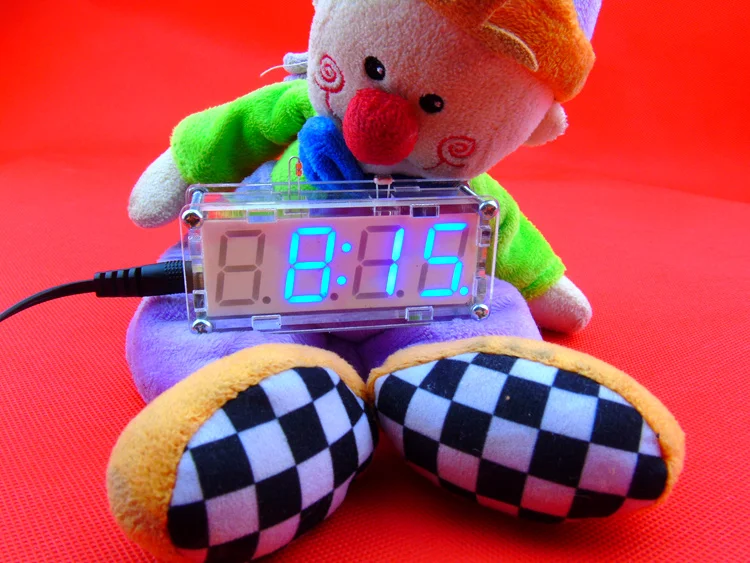 DIY Electronic Microcontroller Kit LED Digital Clock Time Thermometer +case+power supply cable free shipping + tracking number |
