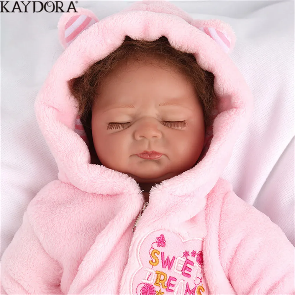 KAYDORA 55 см Детские куклы Reborn закрытые глаза реалистичные силиконовые детские