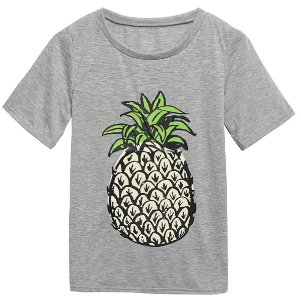 Лето Женщины Моды Случайные Шею С Коротким Рукавом Ананас Печати Футболка Топ Tee