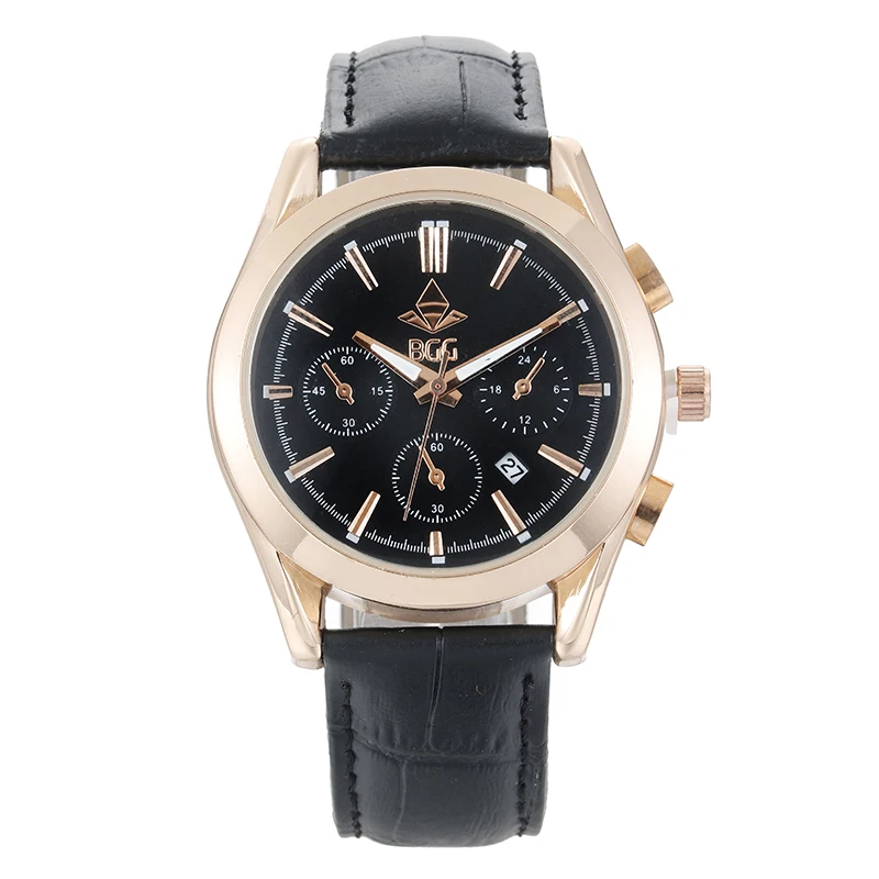 Повседневное Для мужчин s часы Натуральная кожа кварцевые мужской спортивный BGG