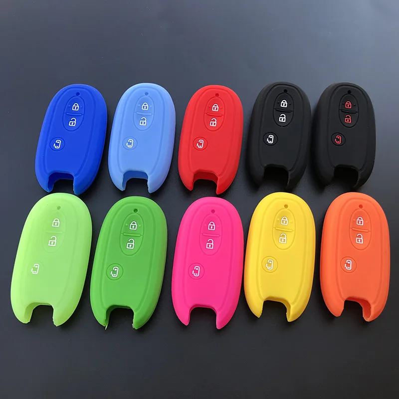 Rubber car Key Cover case protect skin For Suzuki Spacia Custom Concept KCar MPV Automatic door 3 button remote keyless entry | Автомобили