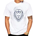 Мужская модная футболка с принтом льва, крутая футболка с хипстерским принтом, лето 2019