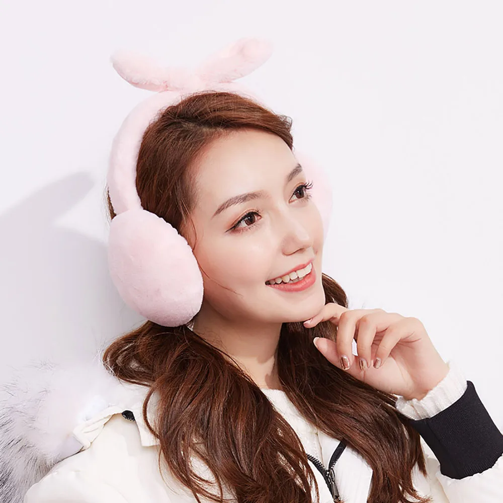 WELOVCHO милые кролики лук зимние наушники для женщин уха cache Oreilles Теплые Зимние