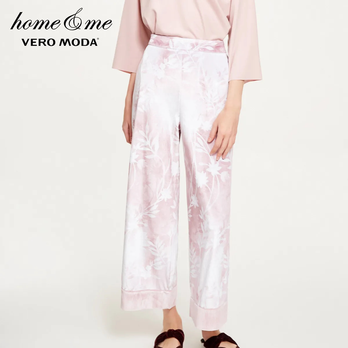 Lt. pale ling flower Vero Moda новые женские цветочные принты Обрезанные широкие брюки пижамы брюки | 3181P7502 - Цвет: Lt. pale ling flower