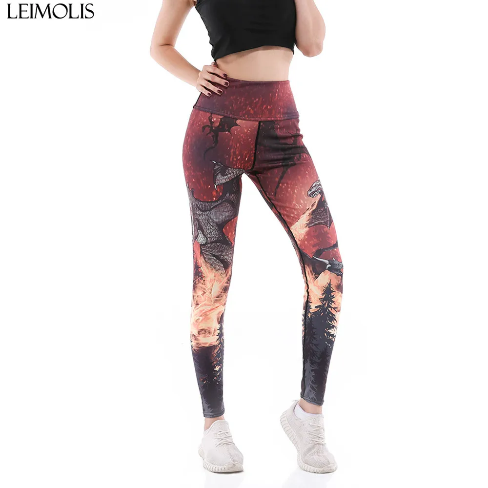 Женские леггинсы для фитнеса LEIMOLIS готические с высокой талией и цветочным