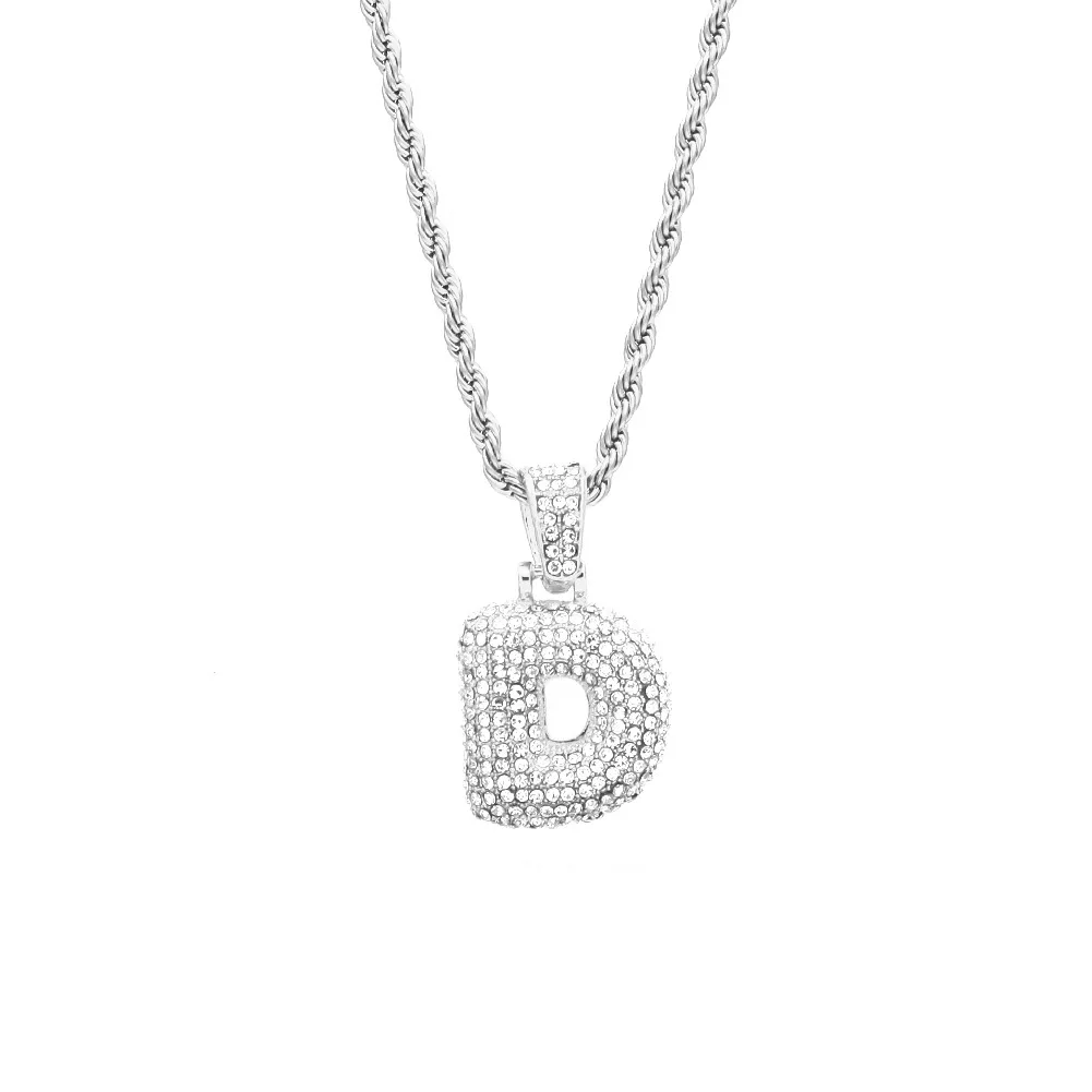 Красочные. Драгоценные камни на заказ Пузырьковые буквы имя кулон Iced out золото