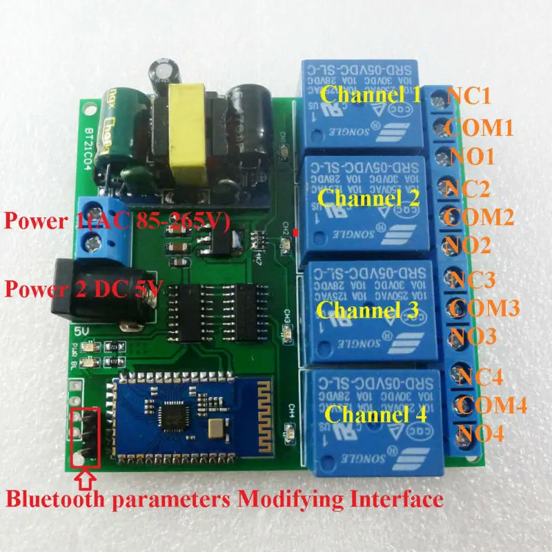 Bluetooth реле BT21C04 85 265 В переменного тока 220 4 канала|control generator|control amplifiercontrol infrared |