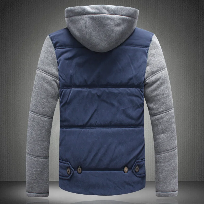 2015 New ! Autumn &amp Winter Men's Jacket England Style Slim Fit Warm Man Quilted Sleeve Coat Hooded Collar 3 colors plus 4XL 5XL |