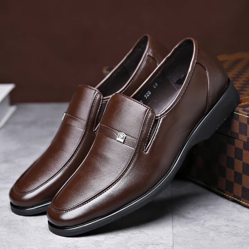 Men Leather Casual Shoes Slip on Man Flat Moccasins Fashion Brand Spring Summer Luxury Split Loafers Brown Black | Обувь