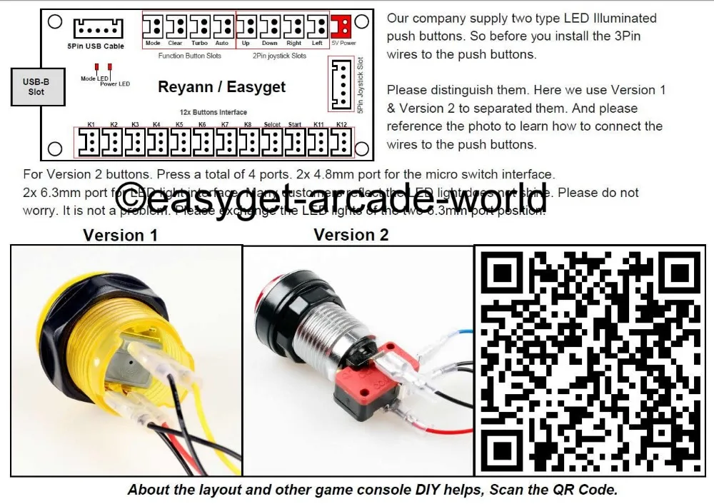 Светодиодная аркадная игра сделай сам запчасти + 2X5 pin 5 В 2/4/8 способа светодиодной