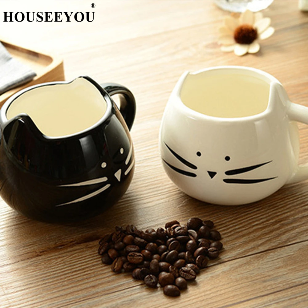 Кофейная чашка HOUSEEYOU с изображением черного кота животного молока керамическая
