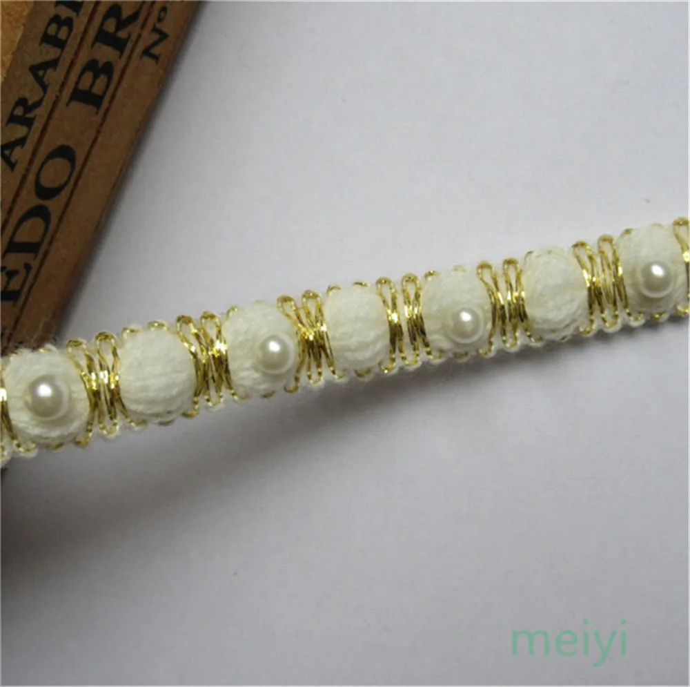 3 Meter 15mm White Cotton Pearl Gold Thread Lace Edge Trim Ribbon Fabric Embroidered Applique Sewing Craft Wedding Dress Clothes | Дом и сад