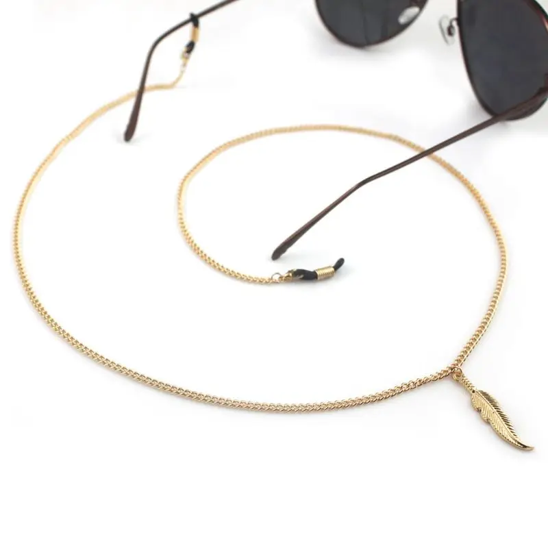 Цепочка для очков с перьями и металлическим ремешком модный роскошный