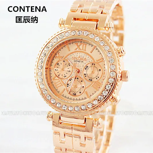 Relogio Feminino Известной Топ Бренд CONTENA Женские Часы Дамы Кварцевые Золотые Для Женщин