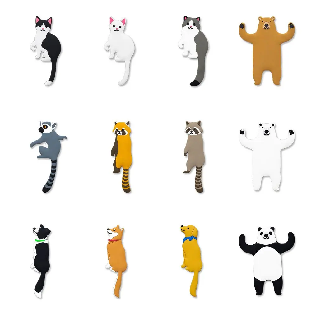 

IAMPRETTY 2019 Hot Sale 2PC/PAIR Cute Animals Wall Hooks Decorative Bear Dog Cat Raccoon Hook Hanger Accessory For Keys Sundries