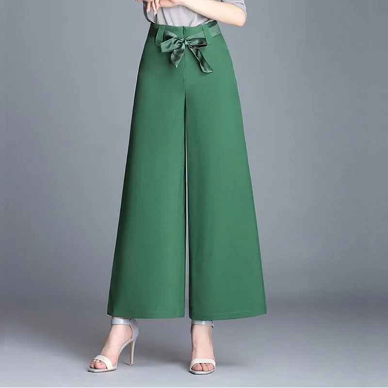 

Lady Modern Dance Pant Broad Leg High Waist Ballroom Dancing Trousers Girls National Standard Dance Trousers with Belt B-6880