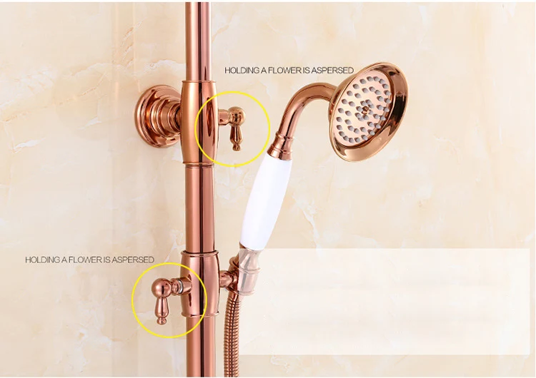 Розово золотистый душевой набор sendukс высокого качества из твердой латуни