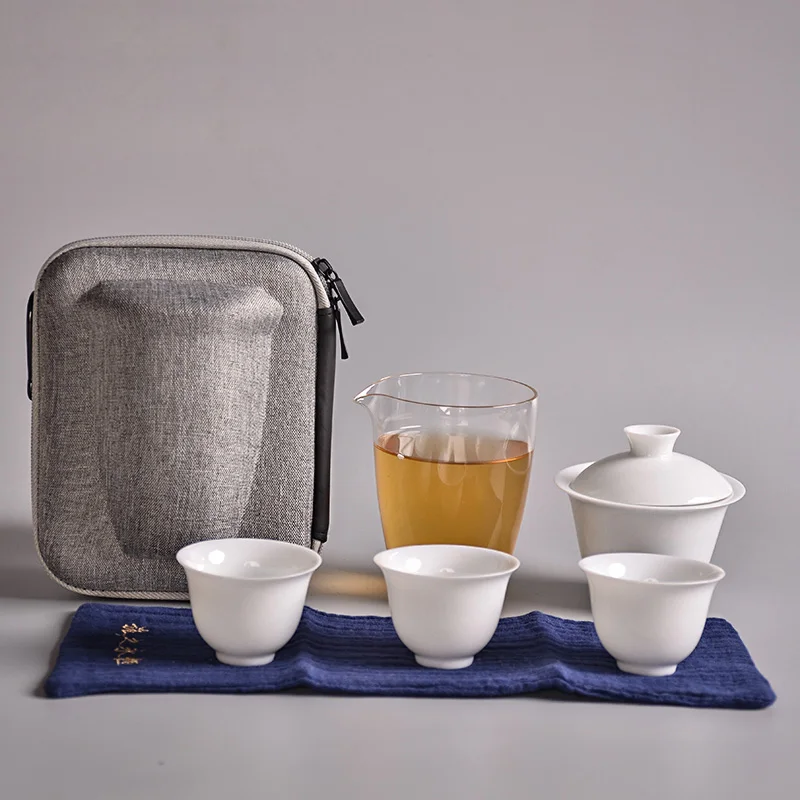 Style B TANGPIN керамические чайники, чайники gaiwan, китайские чайные чашки, портативный чайный набор для путешествий с сумкой для путешествий - Цвет: Style B