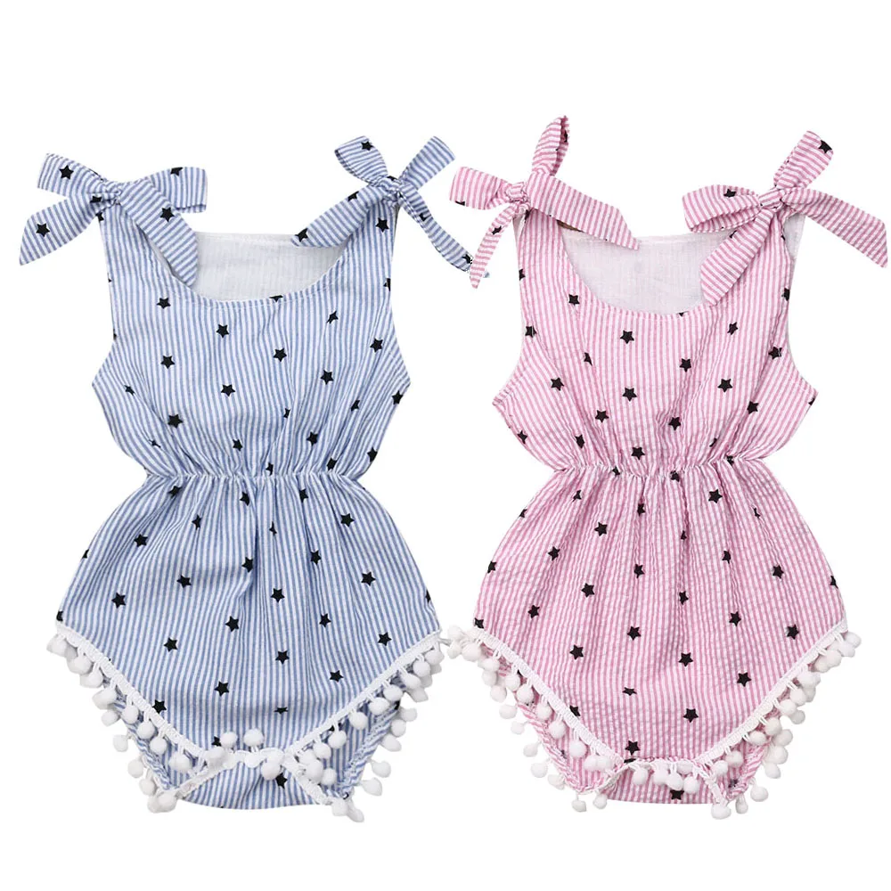 Боди в полоску без рукавов с бантом на бретелях для новорожденных девочек летний