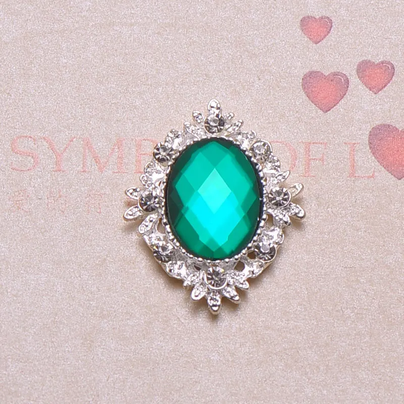 9 dark green J0859) 25 мм x 32 мм стразы на кнопках со стразами, серебрение, плоская задняя часть, 100 шт./лот, все кристаллы - Цвет: 9 dark green