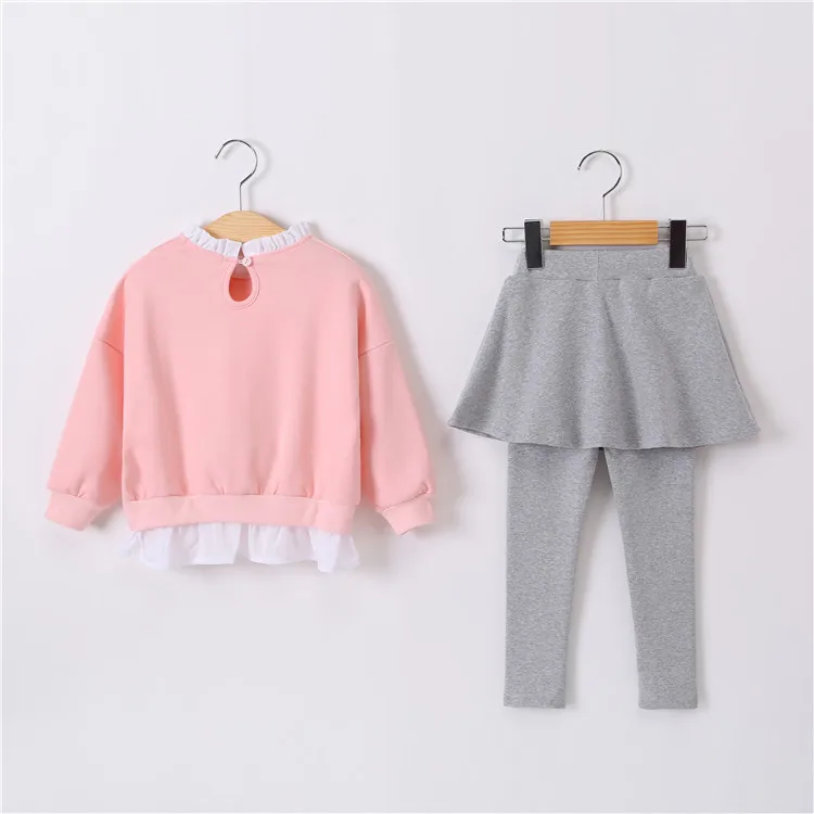 school sweatshirts 2018 casual children clothing sets sports fall outfits for girls big pants set pink tops pant suits | Детская одежда