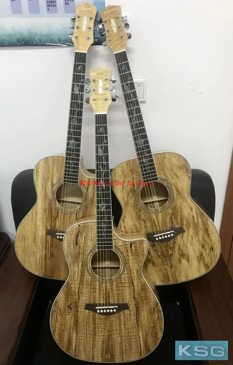 KSG spalted maple Акустическая гитара 4" koa like 6 струн цельная электрическая акустическая гитара ручной работы народная гитара