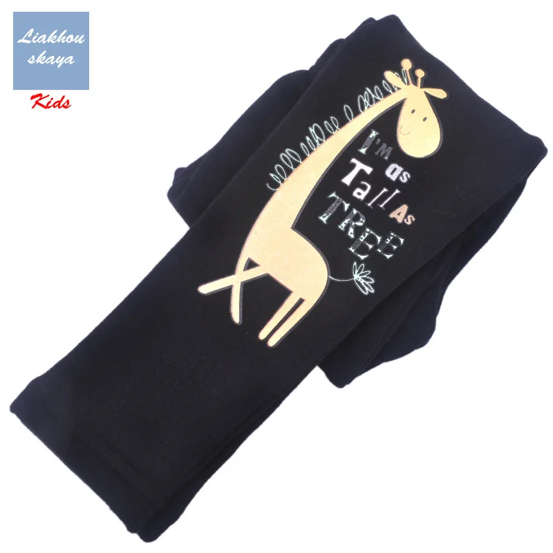 Black Giraffe Liakhouskaya/ г.; Зимние флисовые леггинсы для девочек; Детские теплые бархатные брюки; плотные теплые брюки; узкие брюки-карандаш - Цвет: Black Giraffe